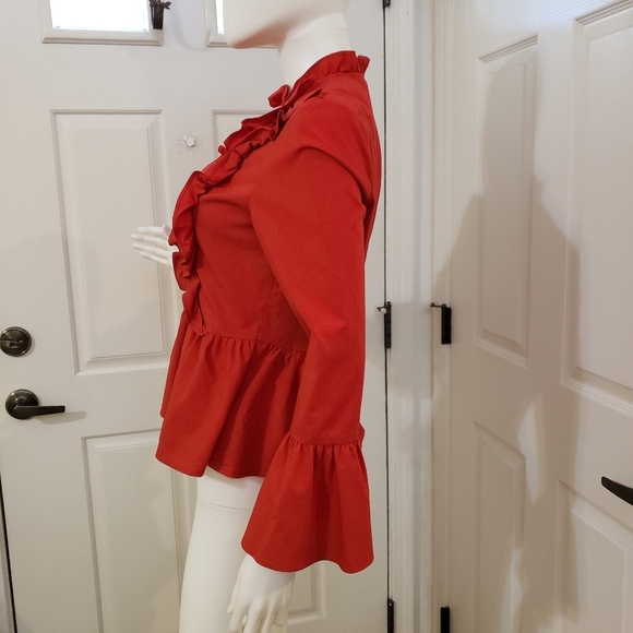 Amaryllis red bell sleeve top size Small/Medium - Picture 3 of 9